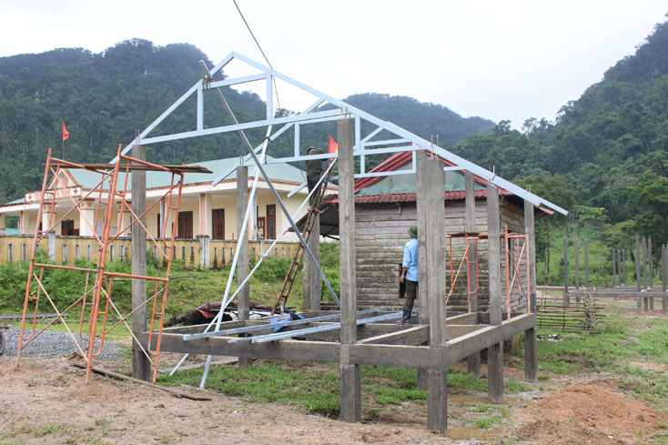  11 ngôi nhà tại xã Tân Trạch do Tổng đội TNXP tỉnh thi công cơ bản xong phần kết cấu khung.