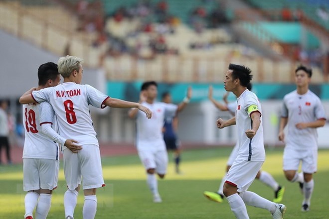Thắng Olympic Nhật Bản 1-0, Olympic Việt Nam kết thúc vòng bảng bằng ngôi đầu bảng D. (Ảnh: Hoàng Linh/TTXVN)