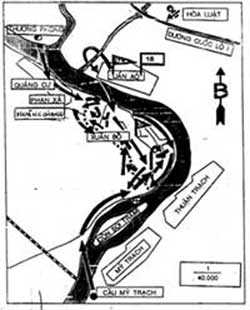 Bản đồ trận Xuân Bồ trong tư liệu lịch sử kháng chiến chống thực dân Pháp xâm lược Quảng Bình.