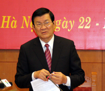 Chủ tịch nước Trương Tấn Sang: Nghiên cứu mô hình tố tụng hình sự Việt Nam và chuyển Viện Kiểm sát thành Viện Công tố là những vấn đề lớn cần được tổng kết, đánh giá kỹ lưỡng - Ảnh Chinhphu.vn