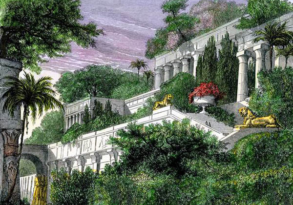 Một bức tranh mô tả Vườn treo.