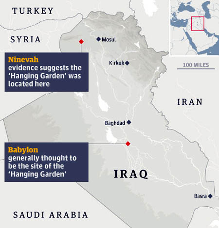 Bản đồ chỉ địa thế của Nineveh và Babylon.
