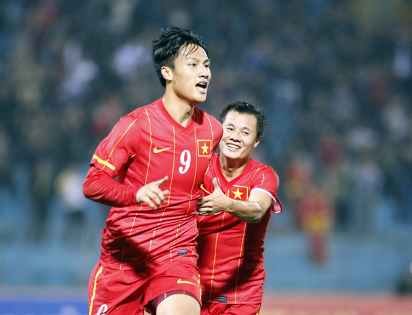  Mạc Hồng Quân (9) một trong những niềm hy vọng của U23 Việt Nam tại SEA Games 27. Ảnh: V.S.I