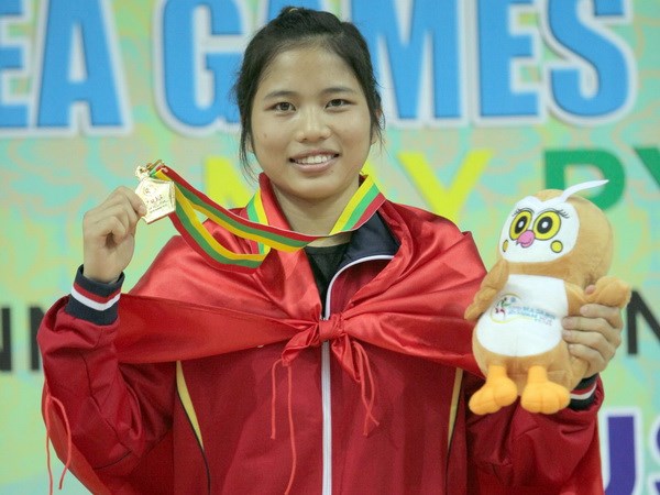 Nguyễn Thị Chinh giành huy chương vàng hạng cân 48kg nữ nội dung đối kháng. (Ảnh: Quang Nhựt/TTXVN)