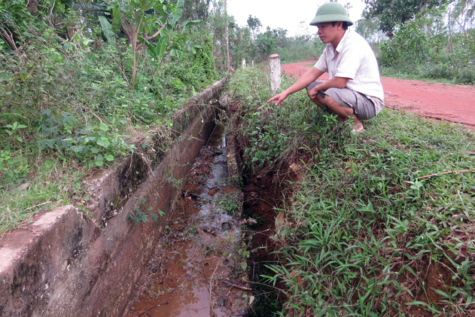 Tuyến kênh mương thôn Lý Nguyên, xã Quảng Châu bị đổ sập, không còn khả năng dẫn nước tưới để phục vụ sản xuất.