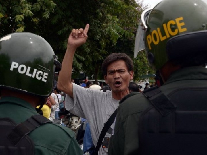 Tổ chức KKK biểu tình trái phép tại thủ đô Phnom Penh, Campuchia. (Nguồn: AFP)