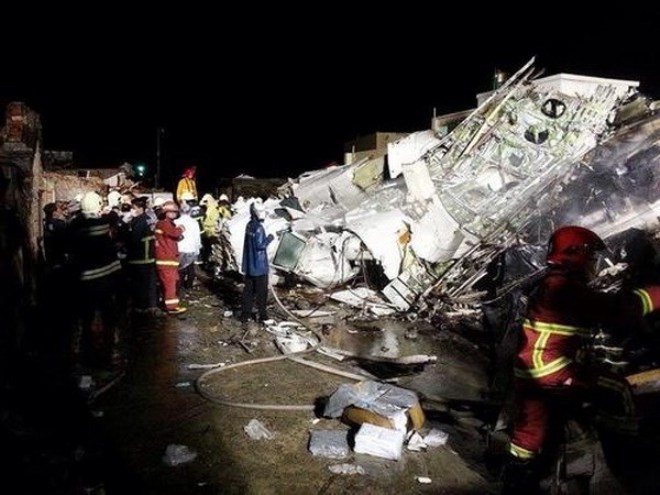 Hiện trường vụ tai nạn máy bay của TransAsia (Nguồn: FocusTaiwan)