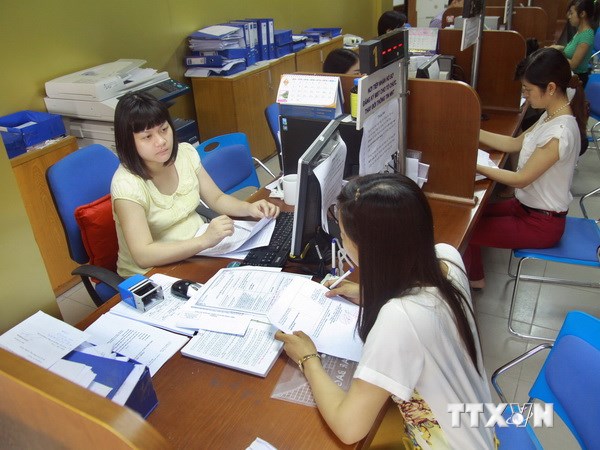 Hướng dẫn, tư vấn nộp thuế tại Cục thuế thành phố Hà Nội. (Ảnh: Hoàng Hùng/TTXVN)