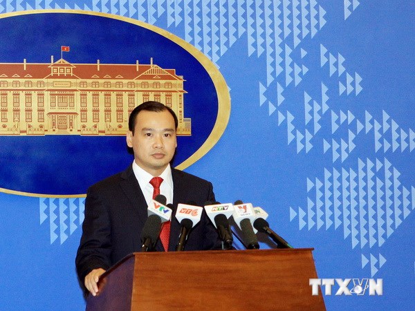 Ông Lê Hải Bình, Người phát ngôn Bộ Ngoại giao phát biểu tại buổi họp báo. (Ảnh: Nguyễn Dân/TTXVN)