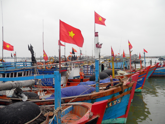 Đội tàu đánh bắt xa bờ của ngư dân xã Hải Ninh.