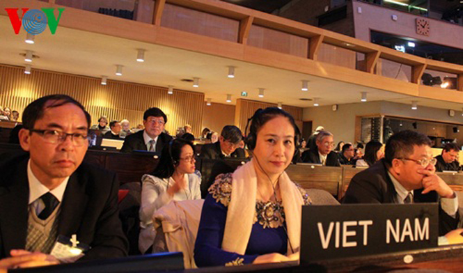 Đoàn Việt Nam tham dự kì họp của UNESCO. (Ảnh: Thùy Vân)