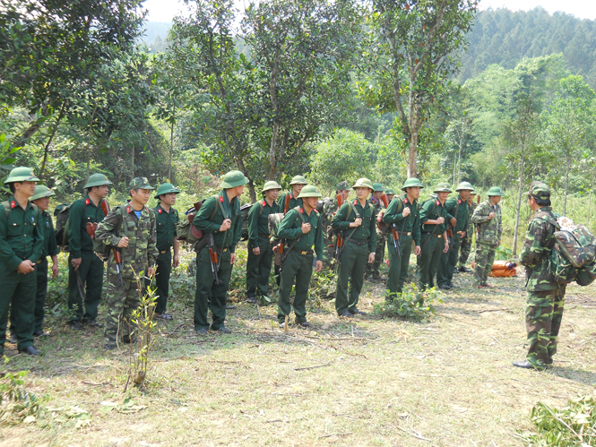 Ban CHQS huyện Tuyên Hoá luyện tập chuyển trạng thái SSCĐ.