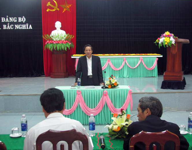 ​Đồng chí Hoàng Đăng Quang, Phó Bí thư Thường trực Tỉnh ủy, Trưởng đoàn đại biểu Quốc hội tỉnh kết luận tại buổi làm việc.