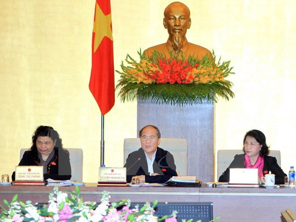 Chủ tịch Quốc hội Nguyễn Sinh Hùng phát biểu ý kiến. (Ảnh: An Đăng/TTXVN)