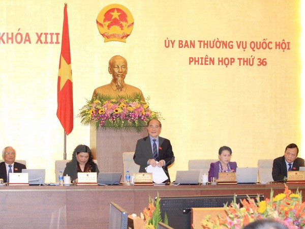 Chủ tịch Quốc hội Nguyễn Sinh Hùng kết luận phiên họp thứ 36. (Ảnh: An Đăng/TTXVN)