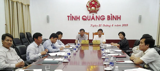 Toàn cảnh đầu cầu hội nghị trực tuyến tại tỉnh Quảng Bình.
