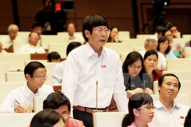 Đại biểu Quốc hội tỉnh Thái Nguyên Đỗ Mạnh Hùng phát biểu ý kiến. (Ảnh: Phương Hoa/TTXVN)