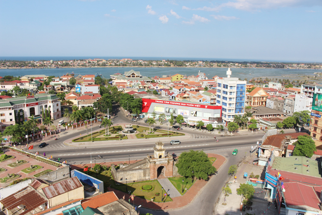 Trung tâm phường Hải Đình, một trong những khu vực sầm uất nhất thành phố Đồng Hới.