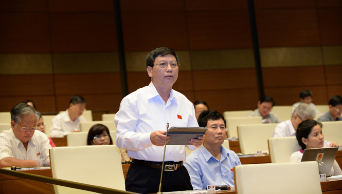 Đại biểu Trần Minh Diệu tham gia phát biểu ý kiến tại hội trường.