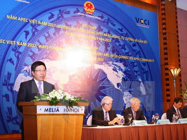 Phó Thủ tướng, Bộ trưởng Ngoại giao Phạm Bình Minh phát biểu tại hội nghị. (Ảnh: Thống Nhất/TTXVN)