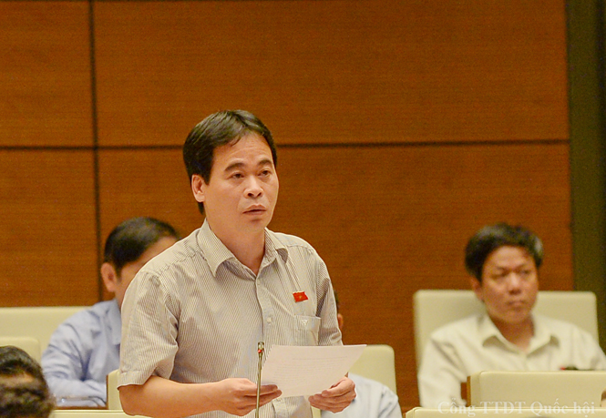 Đại biểu Nguyễn Mạnh Cường phát biểu tại hội trường.