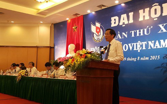 Chủ tịch Hội Nhà báo Việt Nam Thuận Hữu phát biểu khai mạc Đại hội