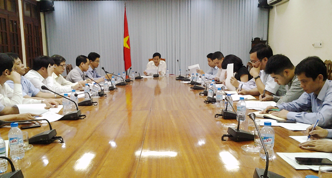 Buổi làm việc giữa UBND tỉnh và đại diện BIDV về công tác tổ chức hội nghị xúc tiến đầu tư và quảng bá du lịch vào tỉnh Quảng Bình năm 2015.