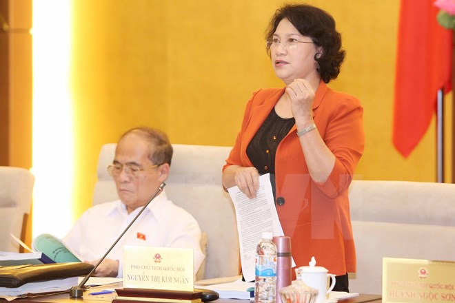 Phó Chủ tịch Quốc hội Nguyễn Thị Kim Ngân phát biểu ý kiến. (Ảnh: Phương Hoa/TTXVN)