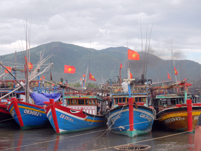 Đội tàu cá của ngư dân huyện Quảng Trạch chuẩn bị vươn khơi.