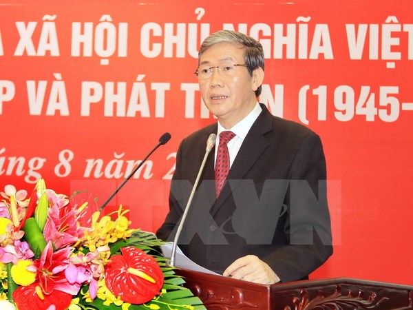 Trưởng ban Tuyên giáo Trương ương Đinh Thế Huynh phát biểu tại Hội thảo. (Ảnh: An Đăng/TTXVN)