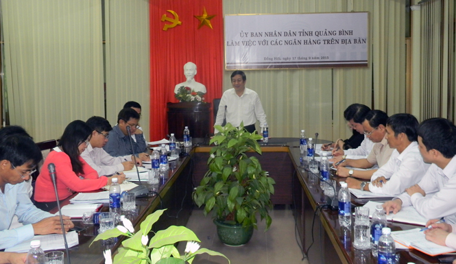 Đồng chí Nguyễn Xuân Quang, Uỷ viên Thường vụ Tỉnh uỷ, Phó Chủ tịch Thường trực UBND tỉnh phát biểu tại buổi làm việc.