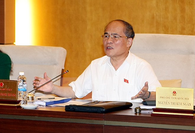 Chủ tịch Quốc hội Nguyễn Sinh Hùng phát biểu ý kiến. (Ảnh: Phạm Kiên/TTXVN)