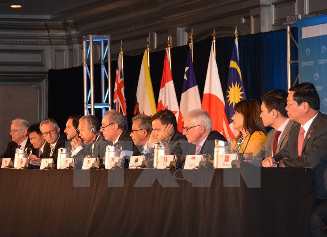 Bộ trưởng thương mại 12 nước tham gia đàm phán TPP tại Atlanta. Mỹ ngày 5-10. (Nguồn: THX/TTXVN)