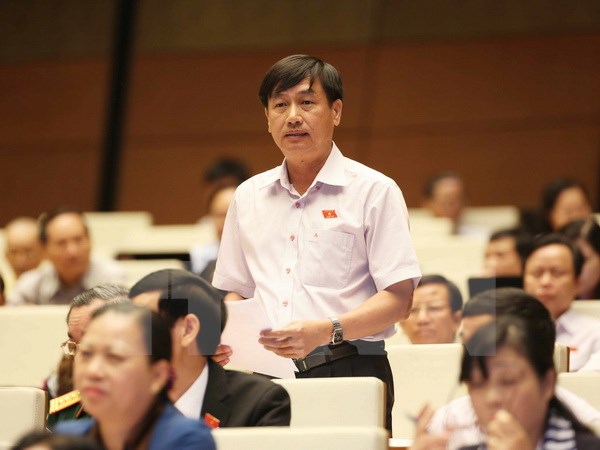 Đại biểu Quốc hội tỉnh Bạc Liêu Huỳnh Minh Hoàng phát biểu ý kiến. (Ảnh: Phương Hoa/TTXVN)