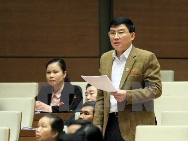 Đại biểu Quốc hội thành phố Hà Nội Chu Sơn Hà phát biểu ý kiến. (Ảnh: Phạm Kiên/TTXVN)