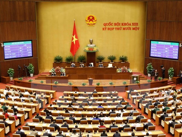 Quốc hội biểu quyết thông qua Nghị quyết bầu Chủ tịch nước. (Ảnh: An Đăng/TTXVN)