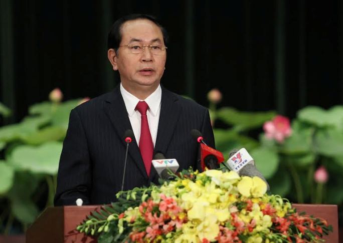 Chủ tịch nước Trần Đại Quang phát biểu tại lễ ký niệm. Ảnh: VGP/Hoàng Triều