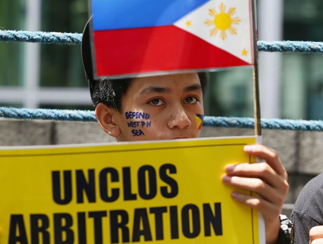 Người dân Philippines kêu gọi Trung Quốc tôn trọng UNCLOS và phán quyết của Tòa Trọng tài thường trực (Nguồn: AFP)