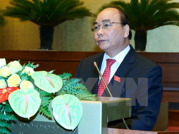 Thủ tướng Nguyễn Xuân Phúc phát biểu tại Quốc hội. (Ảnh: Thống Nhất/TTXVN)