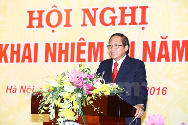 Bộ trưởng Trương Minh Tuấn phát biểu chỉ đạo tại Hội nghị. (Ảnh: Vietnam+)