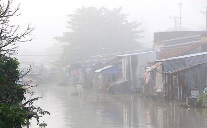 Sương mù tại thành phố Vị Thanh, Hà Giang. (Ảnh: Duy Khương/TTXVN)