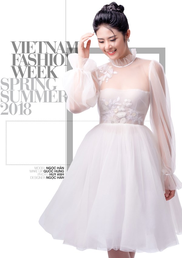 Một mẫu thiết kế của Hoa hậu Ngọc Hân sẽ được giới thiệu tại Tuần lễ thời trang Việt Nam Xuân Hè 2018. (Ảnh: BTC)