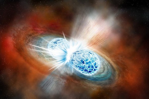 Mô phỏng vụ va chạm giữa hai ngôi sao neutron. (Nguồn: nytimes.com)
