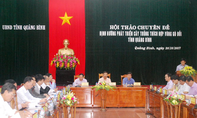 Đồng chí Nguyễn Hữu Hoài, Phó Bí thư Tỉnh ủy, Chủ tịch UBND tỉnh chủ trì hội thảo.