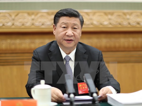 Chủ tịch Trung Quốc Tập Cận Bình phát biểu tại Đại hội Đảng XIX, ngày 20-10. (Nguồn: THX/TTXVN)