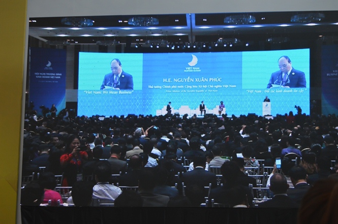 Toàn cảnh Hội nghị (ảnh chụp qua màn hình trực tiếp tại Trung tâm báo chí quốc tế)