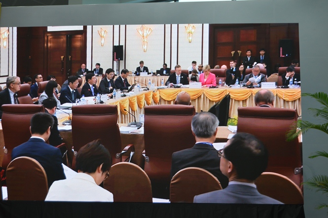 Toàn cảnh Hội nghị AMM tại khách sạn Furama (Ảnh chụp qua màn hình tại Trung tâm báo chí quốc tế Đà Nẵng)