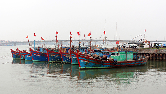 Đội tàu đánh bắt hải sản của xã Quang Phú.