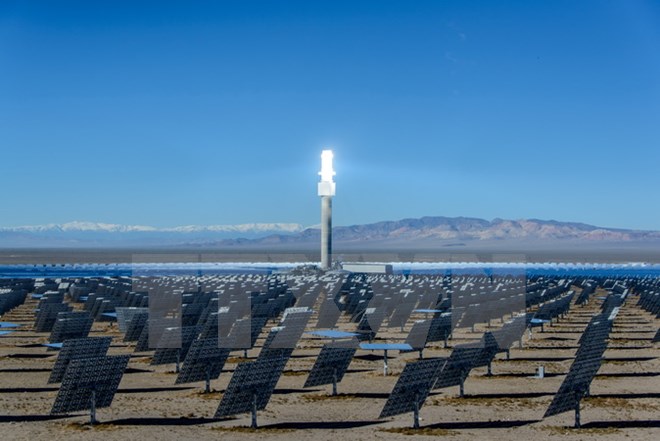 Bản vẽ nhà máy điện lớn nhất thế giới chạy bằng năng lượng Mặt Trời sẽ được xây dựng gần cảng Augusta của Australia. (Ảnh: EPA/TTXVN)