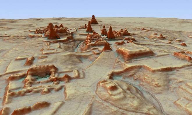 Hình ảnh 3D mô tả về khu khảo cổ học của Maya ở Tikal ở Guatemala. (Nguồn: AP)